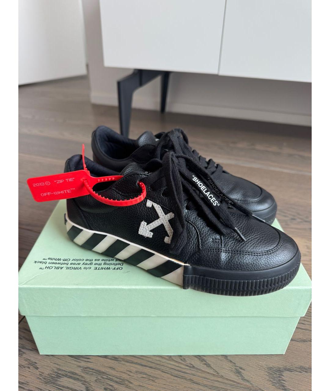 OFF-WHITE Черные кожаные кеды, фото 6