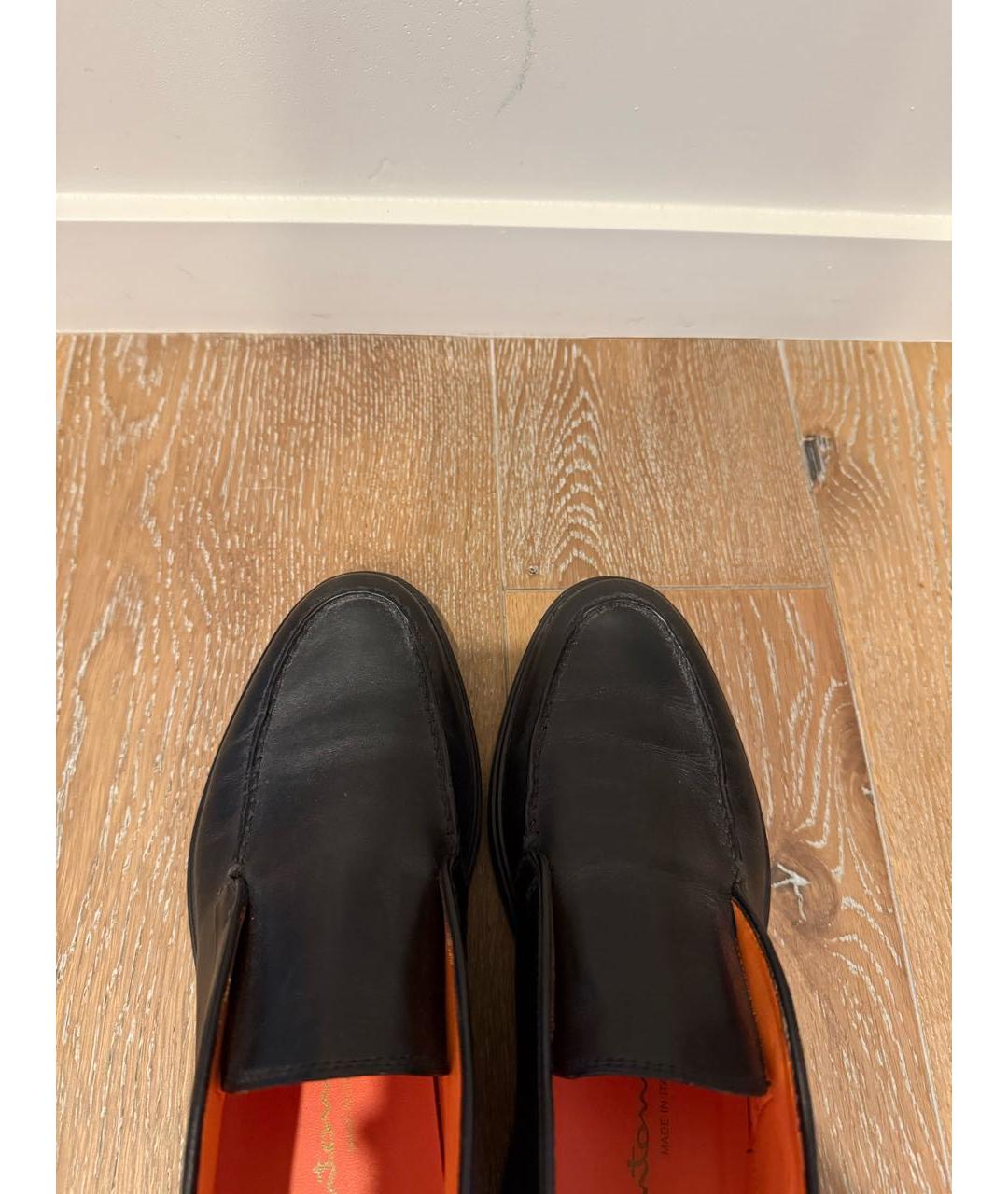 SANTONI Черные кожаные лоферы, фото 6