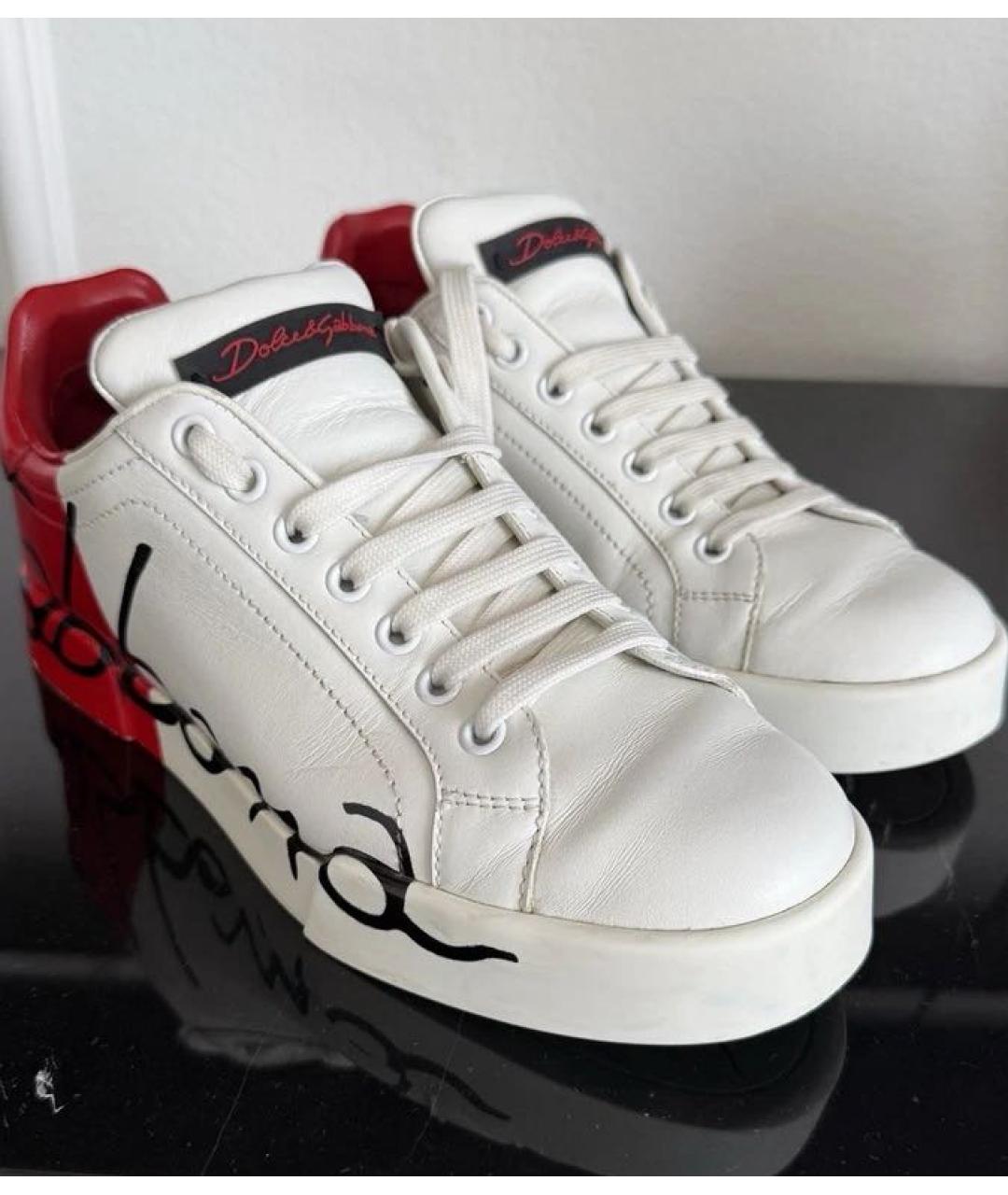 DOLCE&GABBANA Красные кожаные кроссовки, фото 6