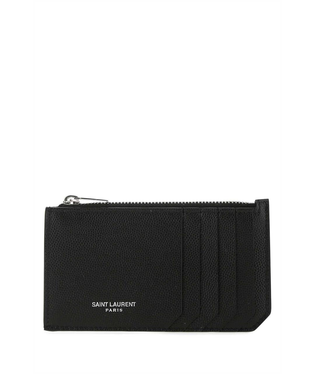 SAINT LAURENT Черный кожаный кардхолдер, фото 1