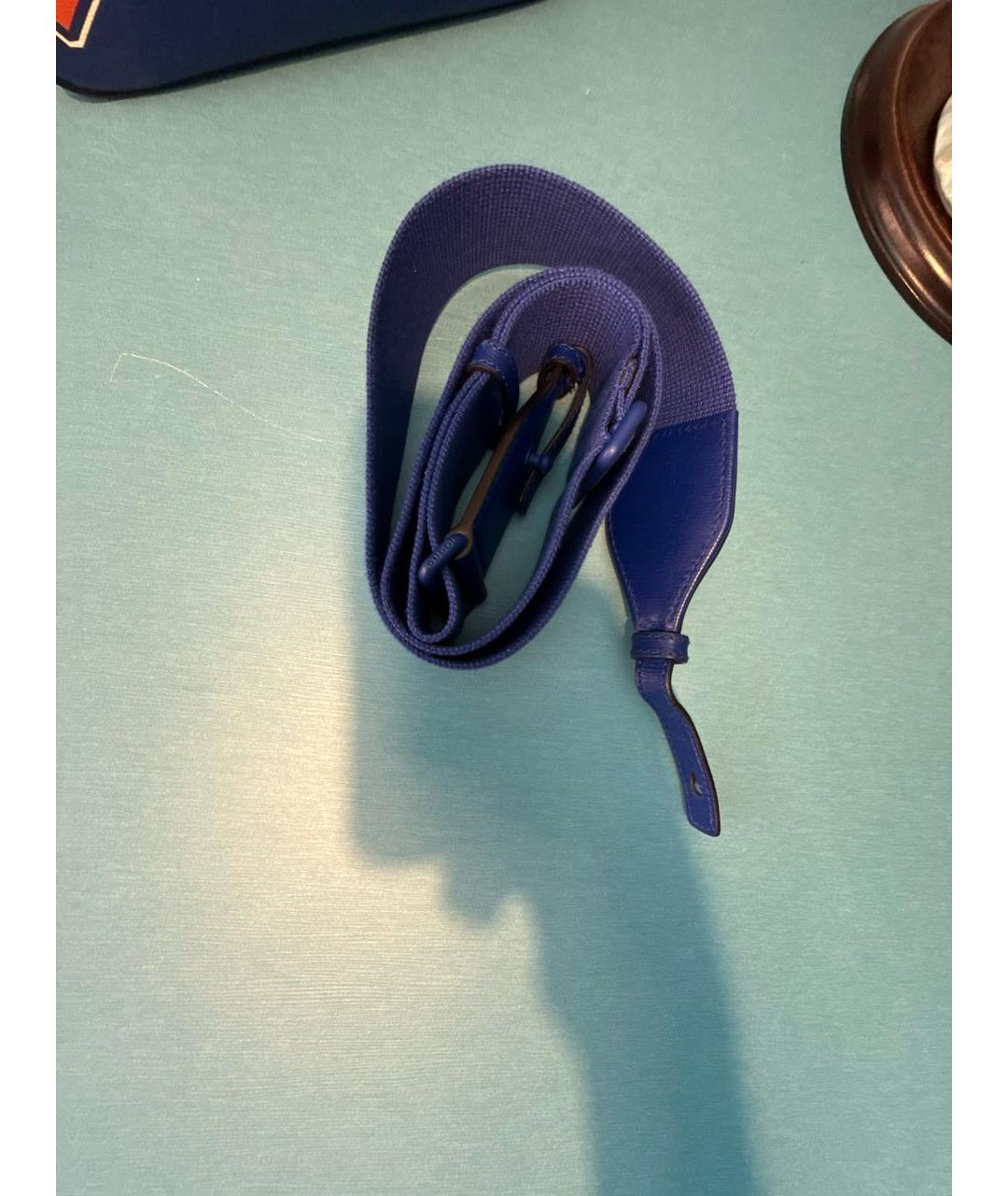GUCCI Темно-синяя кожаная барсетка, фото 5