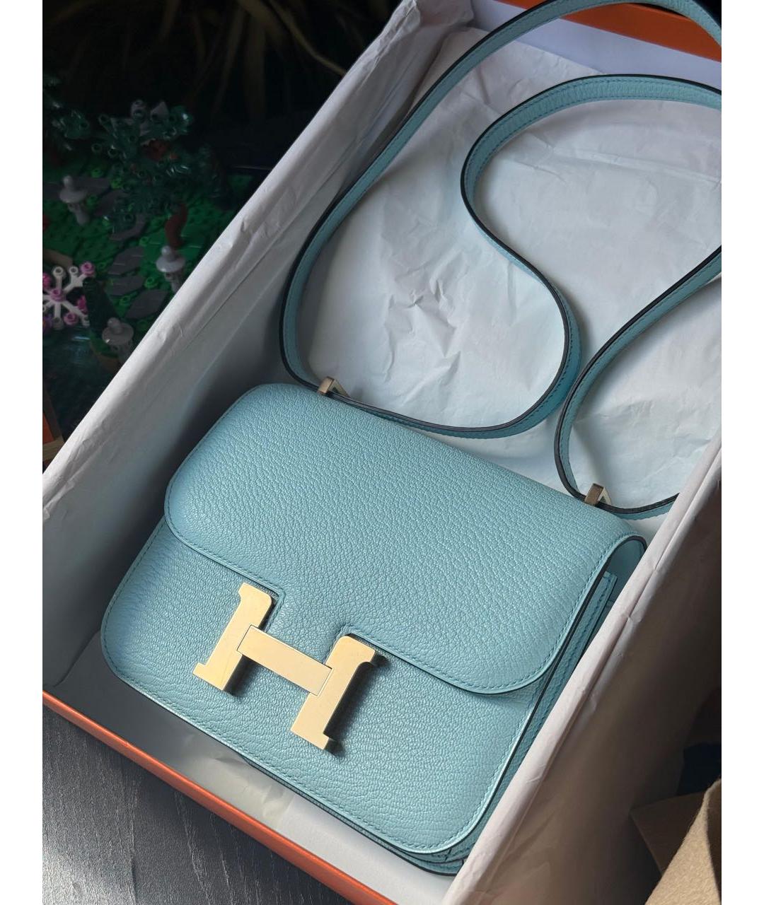 HERMES Голубая кожаная сумка через плечо, фото 8
