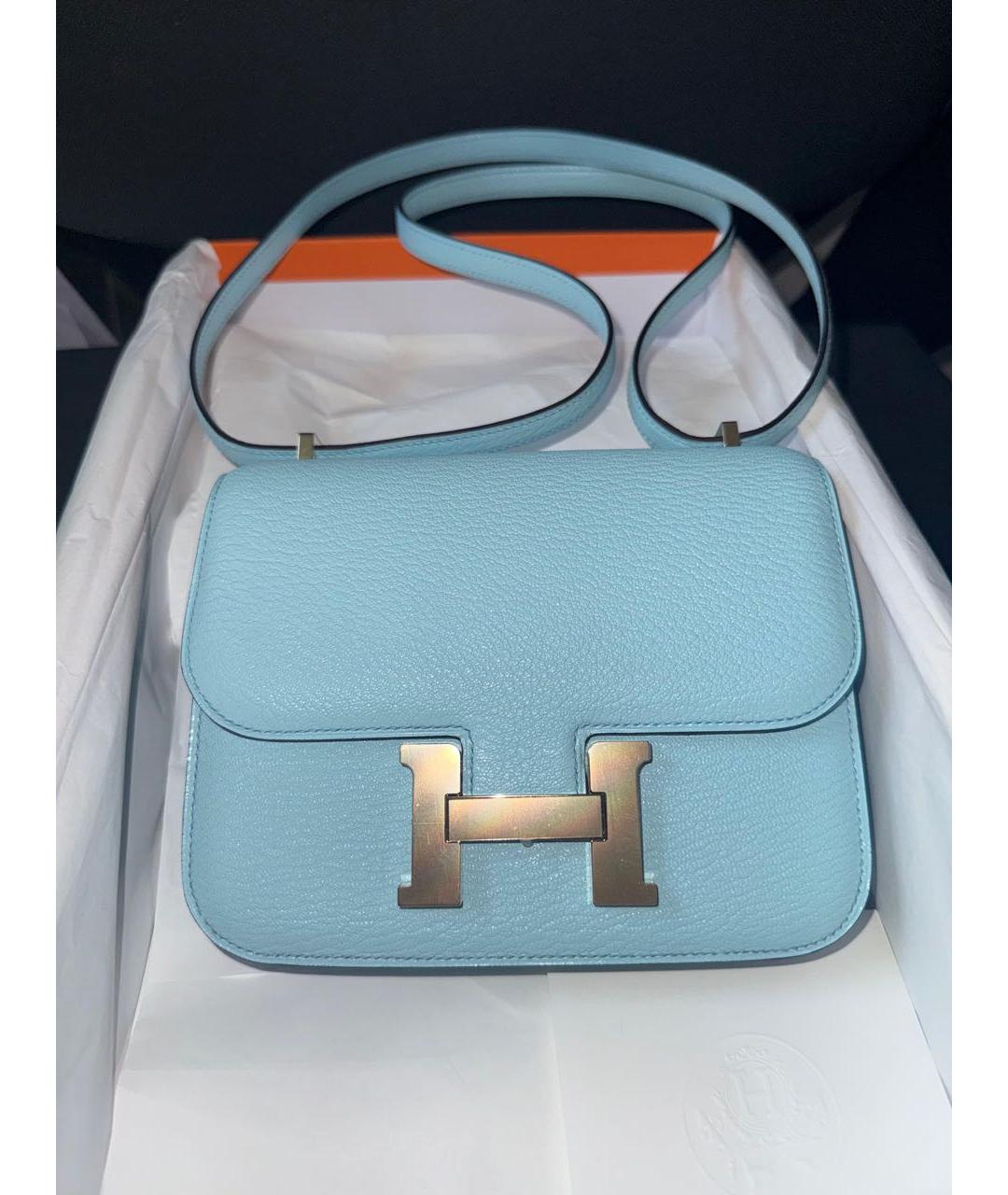 HERMES Голубая кожаная сумка через плечо, фото 7