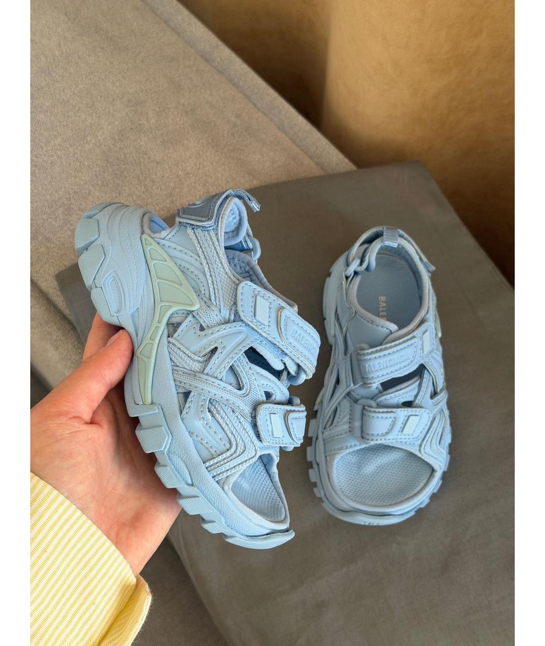 BALENCIAGA Голубые кожаные сандалии и шлепанцы, фото 2