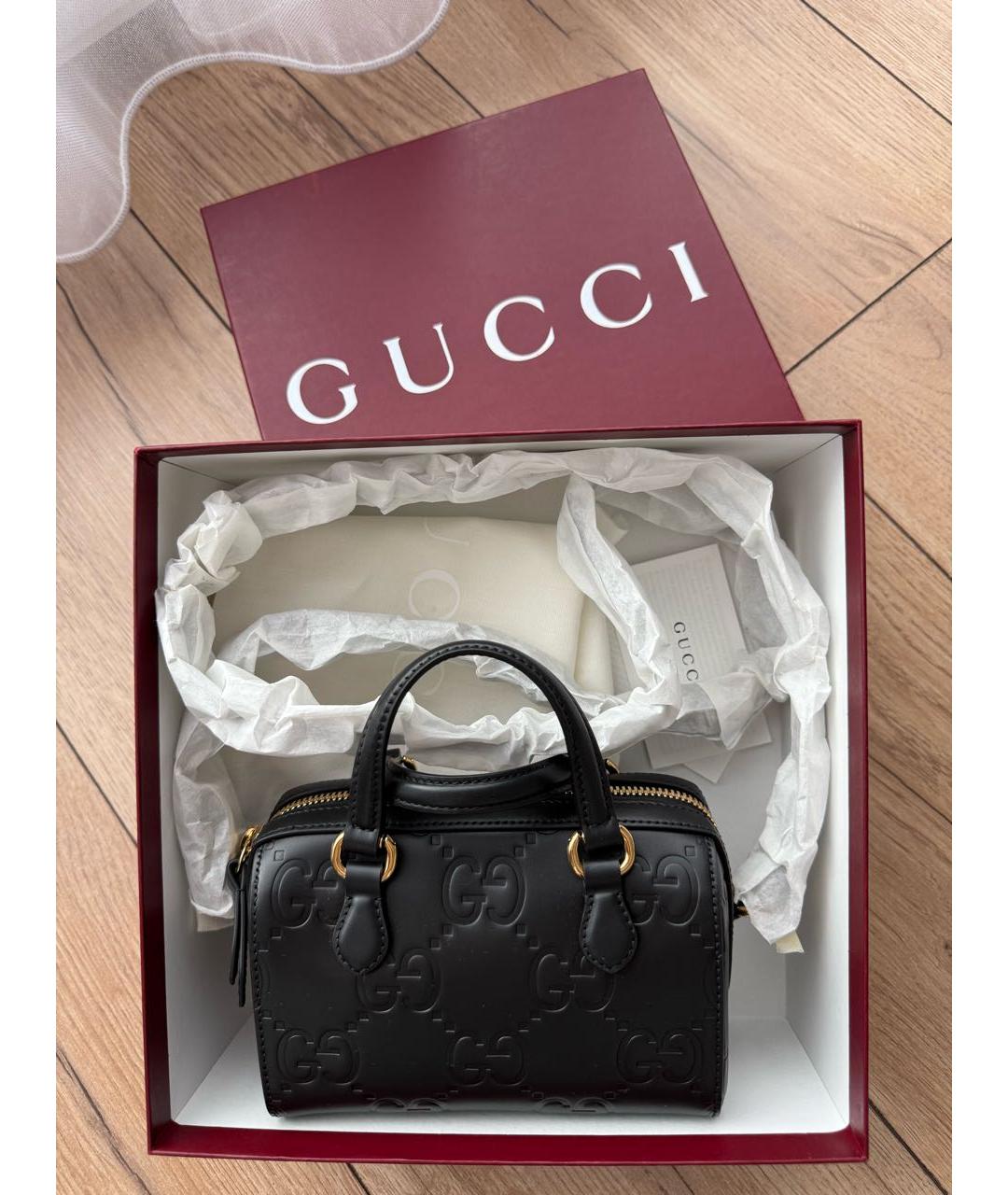 GUCCI Черная кожаная сумка через плечо, фото 6