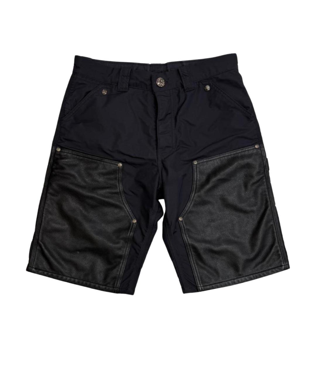 CHROME HEARTS Черные кожаные шорты, фото 1