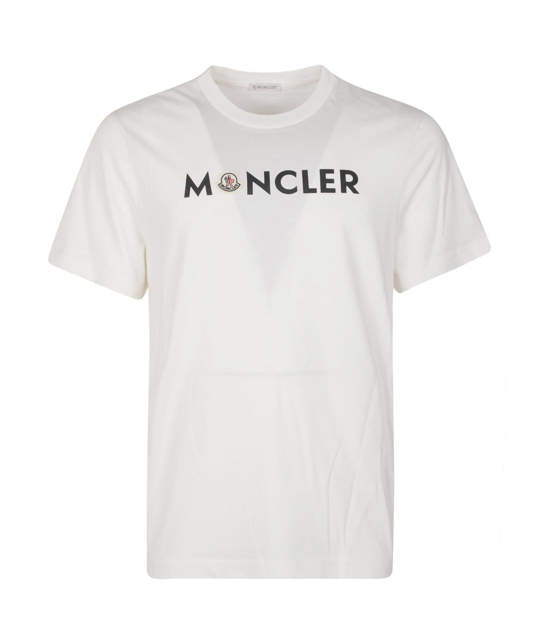 MONCLER Белая хлопковая футболка, фото 1