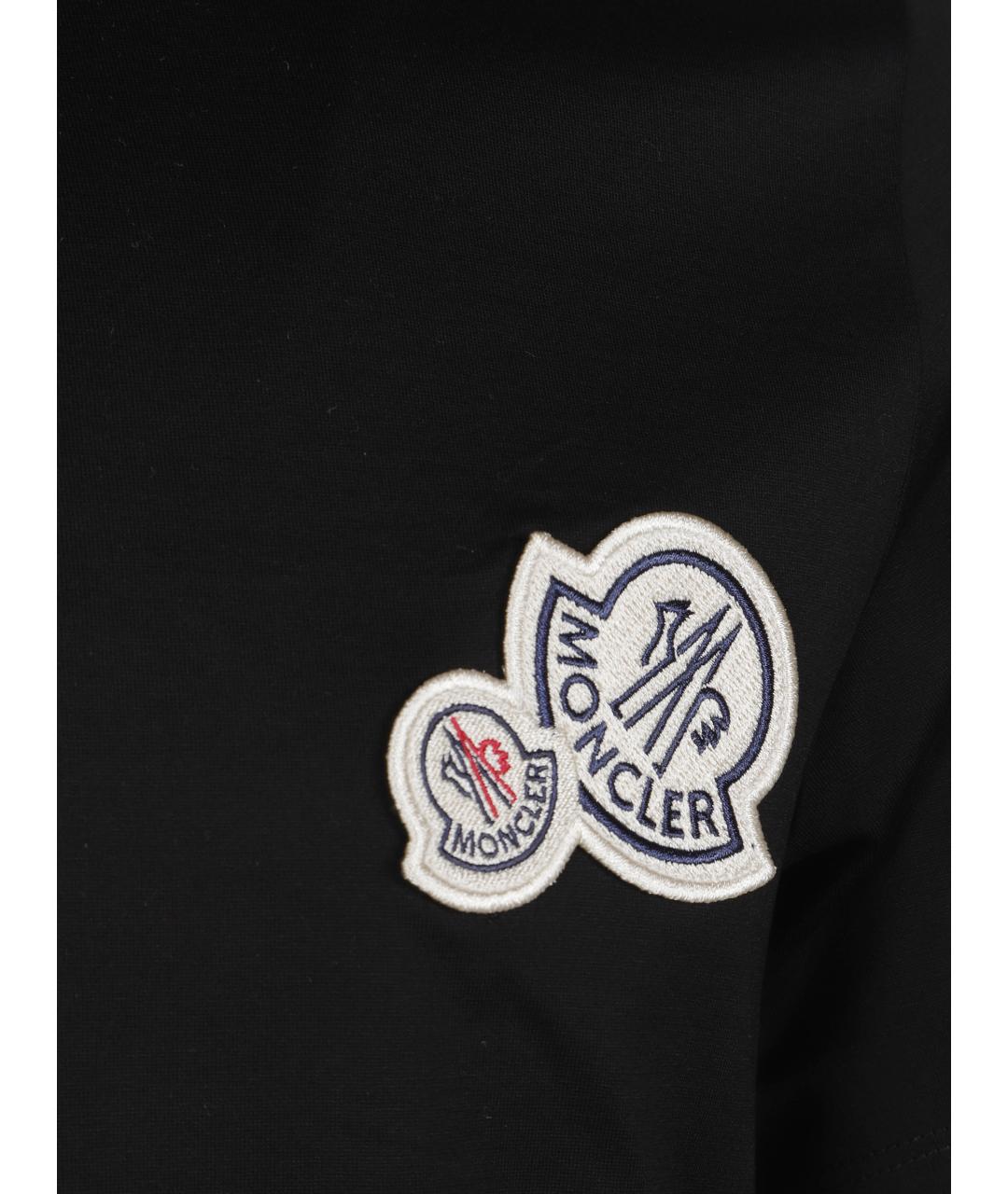 MONCLER Черная хлопковая футболка, фото 2