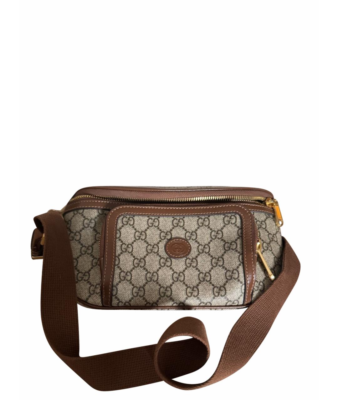 GUCCI Бежевая кожаная поясная сумка, фото 1