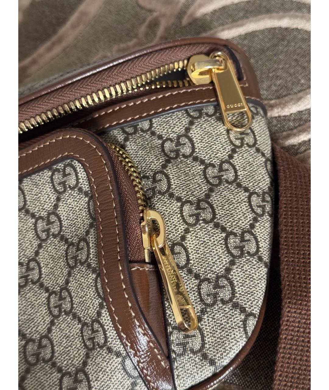 GUCCI Бежевая кожаная поясная сумка, фото 5