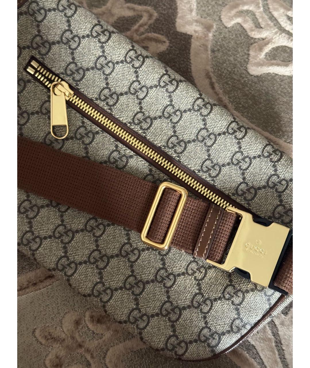 GUCCI Бежевая кожаная поясная сумка, фото 3