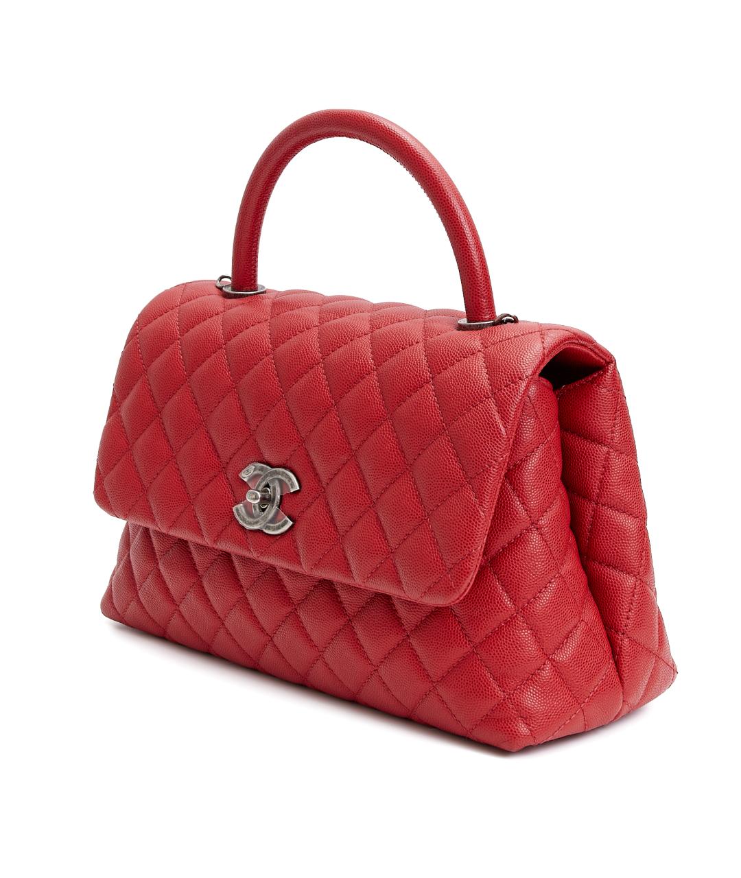 CHANEL Красная кожаная сумка с короткими ручками, фото 2