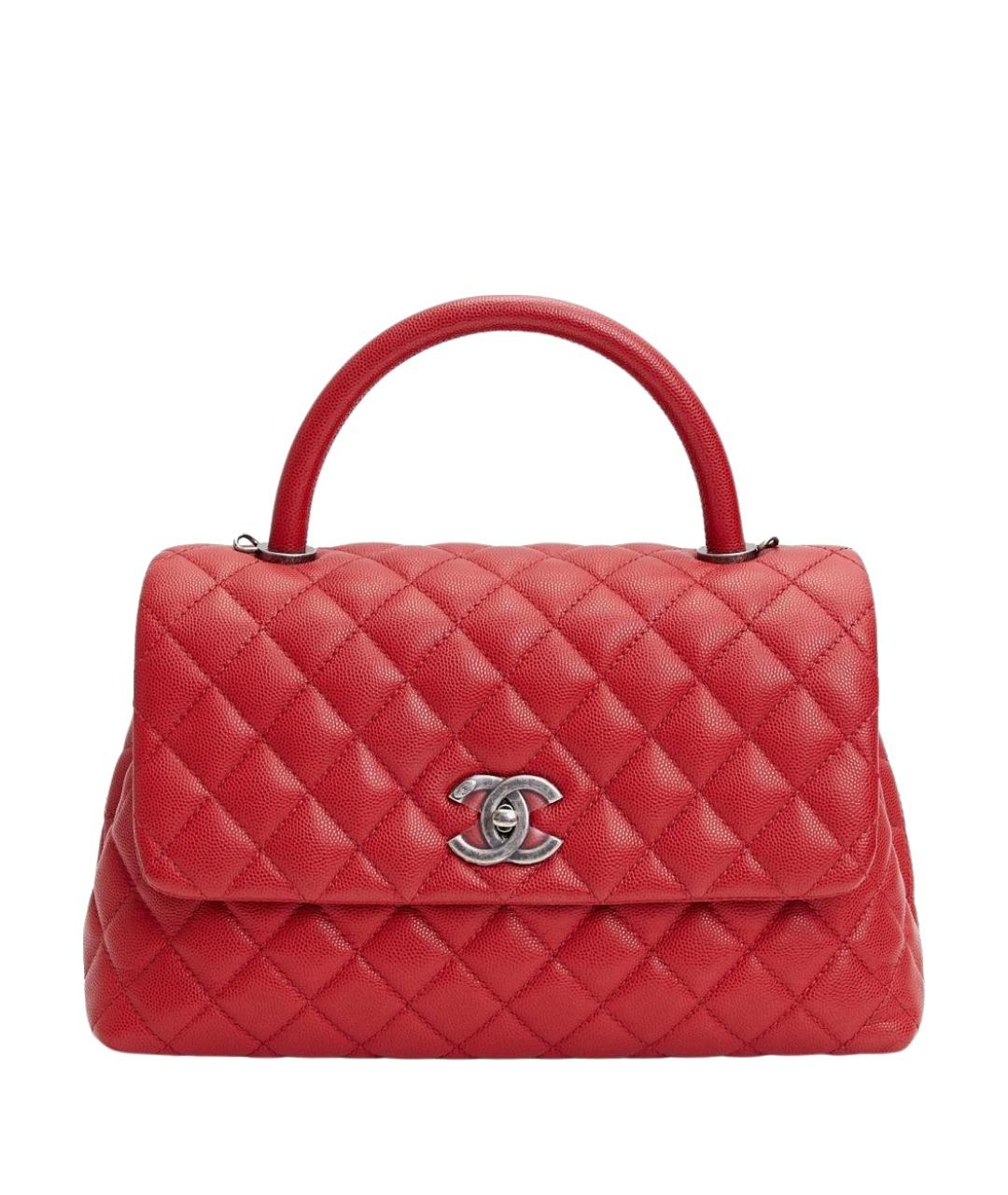 CHANEL Красная кожаная сумка с короткими ручками, фото 1