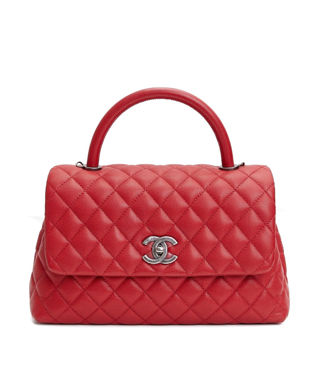 CHANEL Красная кожаная сумка с короткими ручками, фото 9