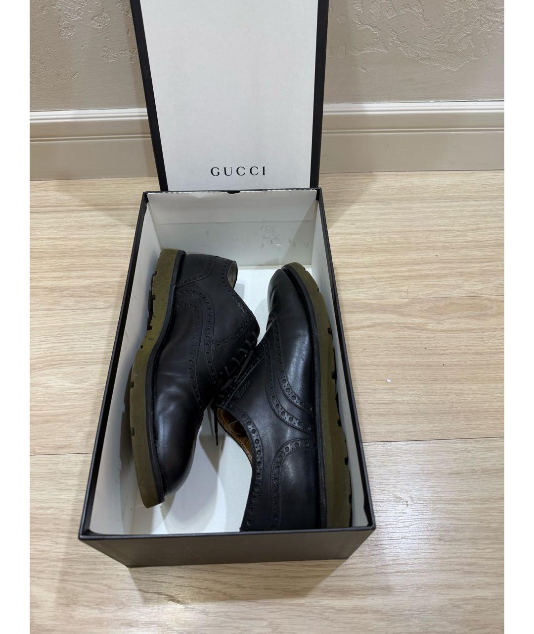 GUCCI Черные кожаные туфли, фото 7