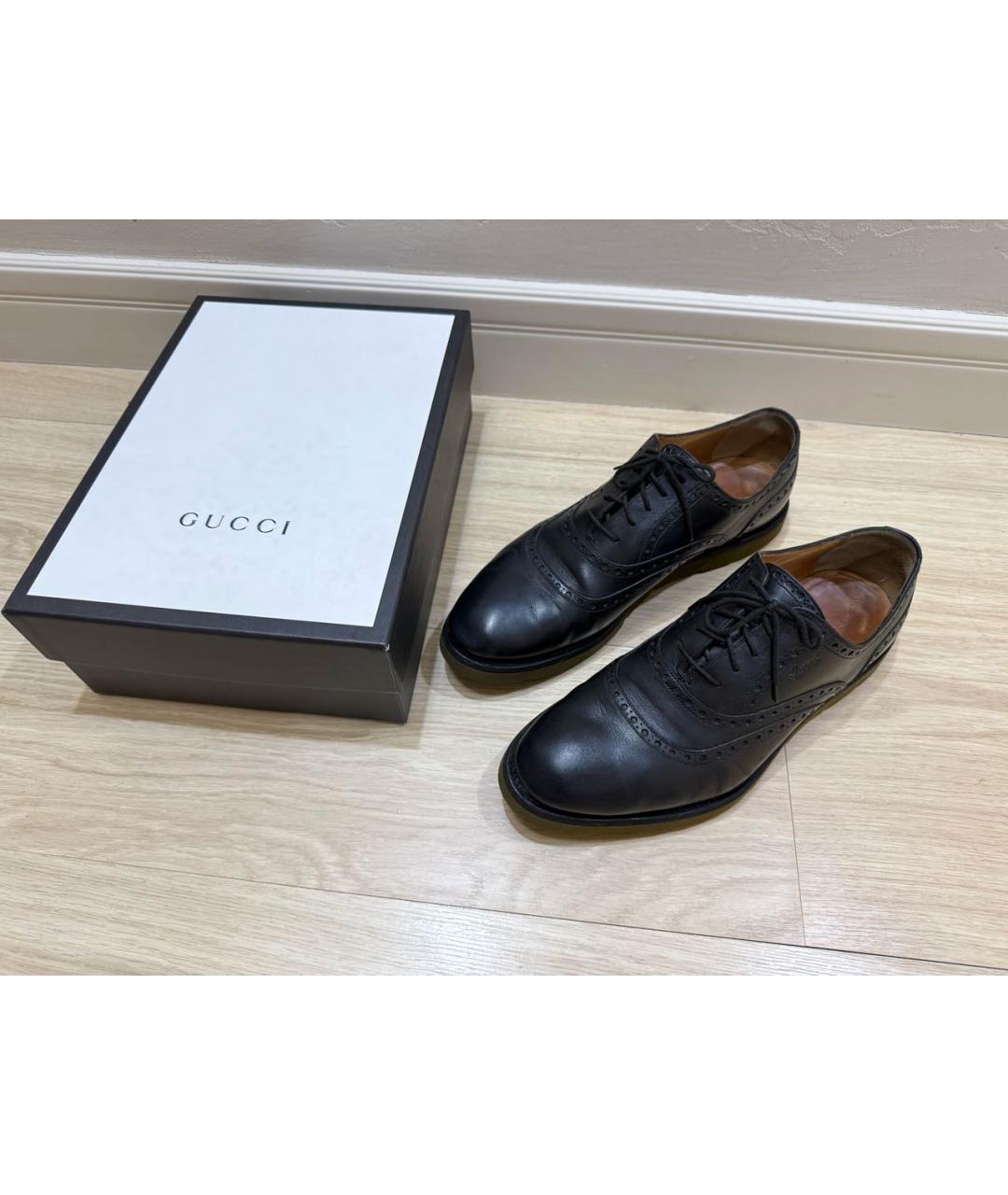 GUCCI Черные кожаные туфли, фото 5