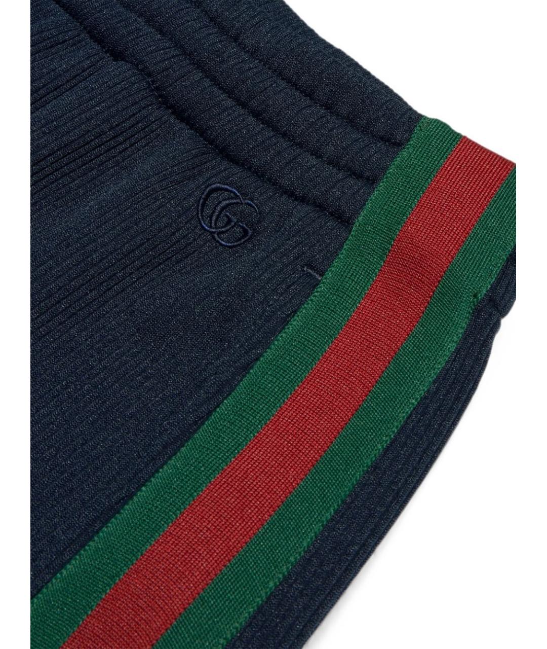 GUCCI Синие полиэстеровые прямые брюки, фото 2