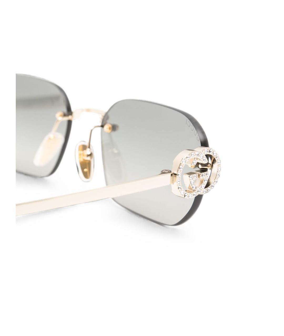 GUCCI Золотые металлические солнцезащитные очки, фото 2