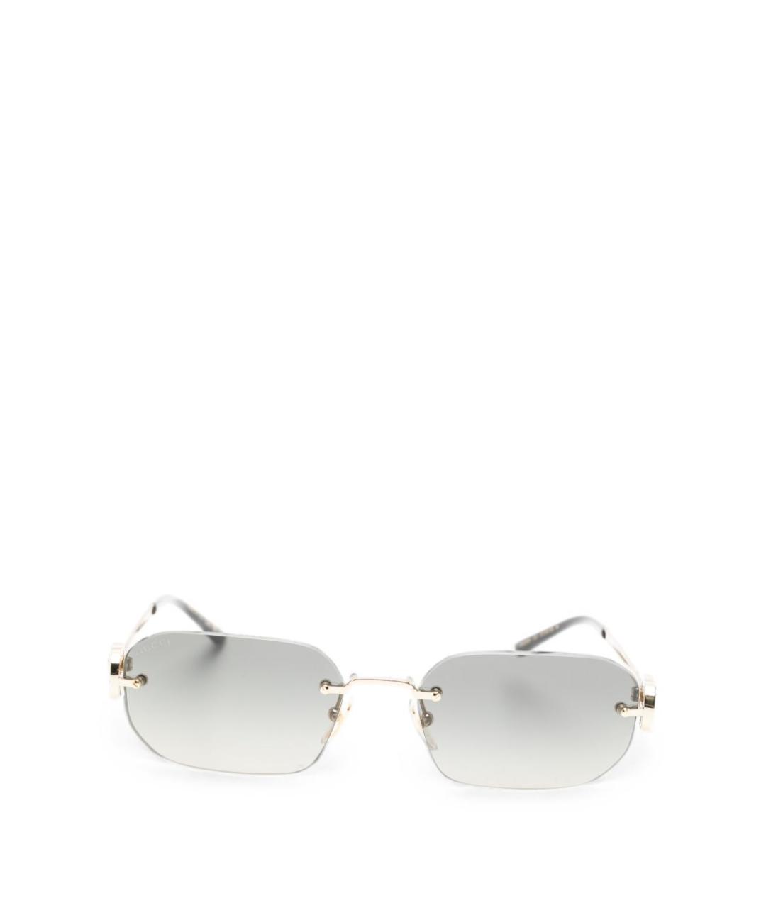 GUCCI Золотые металлические солнцезащитные очки, фото 1