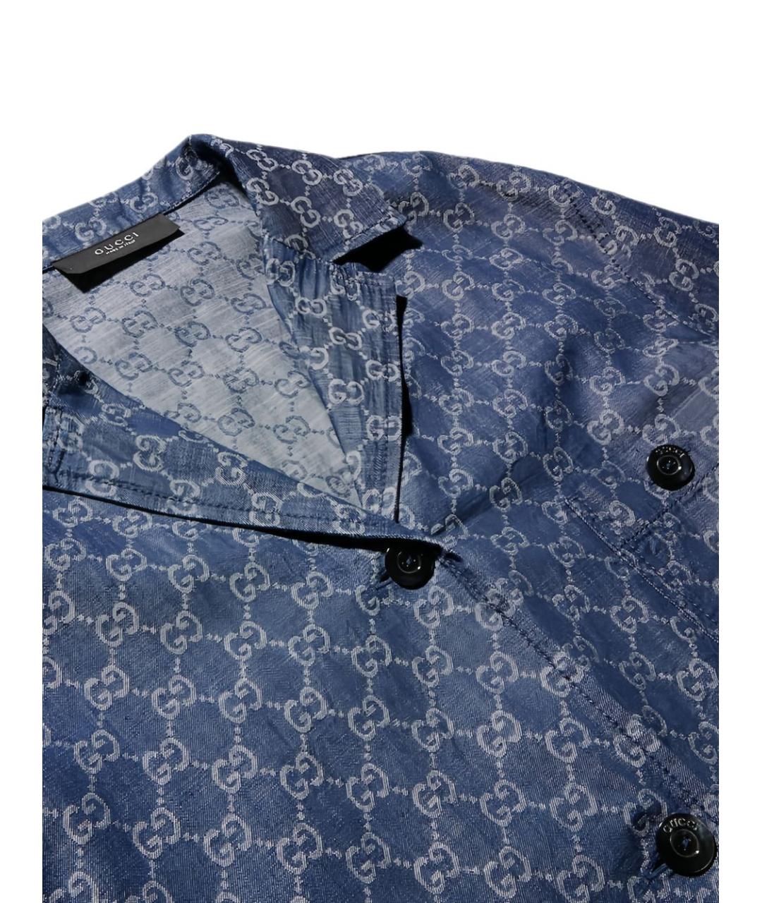 GUCCI Синяя хлопковая рубашка, фото 2