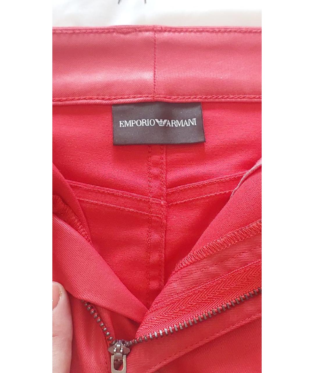 EMPORIO ARMANI Красная полиуретановая юбка миди, фото 4