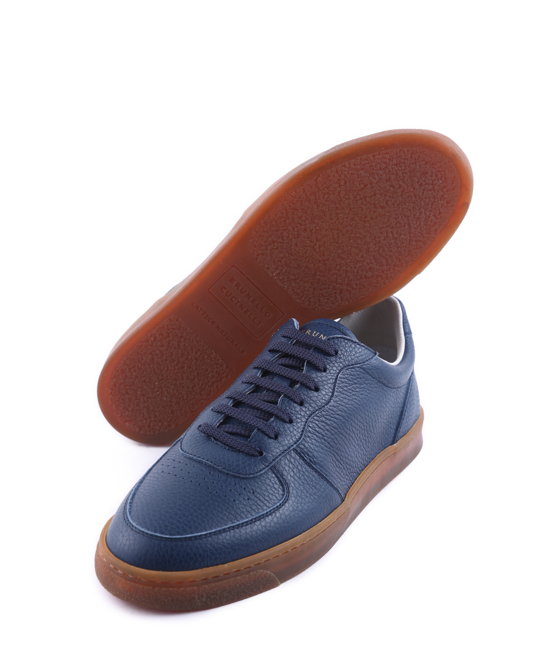 BRUNELLO CUCINELLI Темно-синие кожаные низкие кроссовки / кеды, фото 2