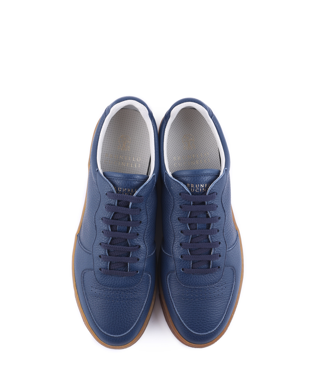 BRUNELLO CUCINELLI Темно-синие кожаные низкие кроссовки / кеды, фото 6