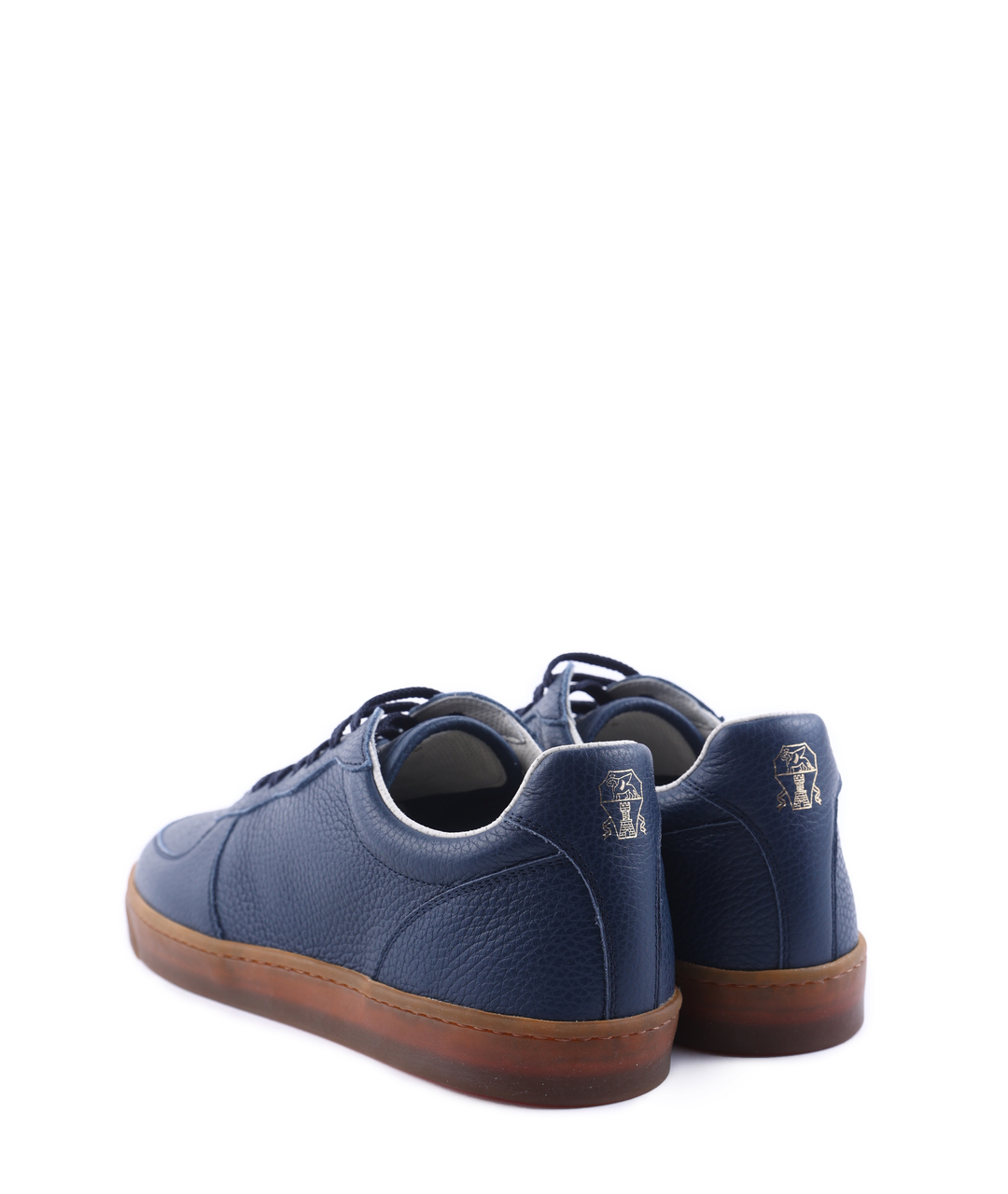 BRUNELLO CUCINELLI Темно-синие кожаные низкие кроссовки / кеды, фото 4