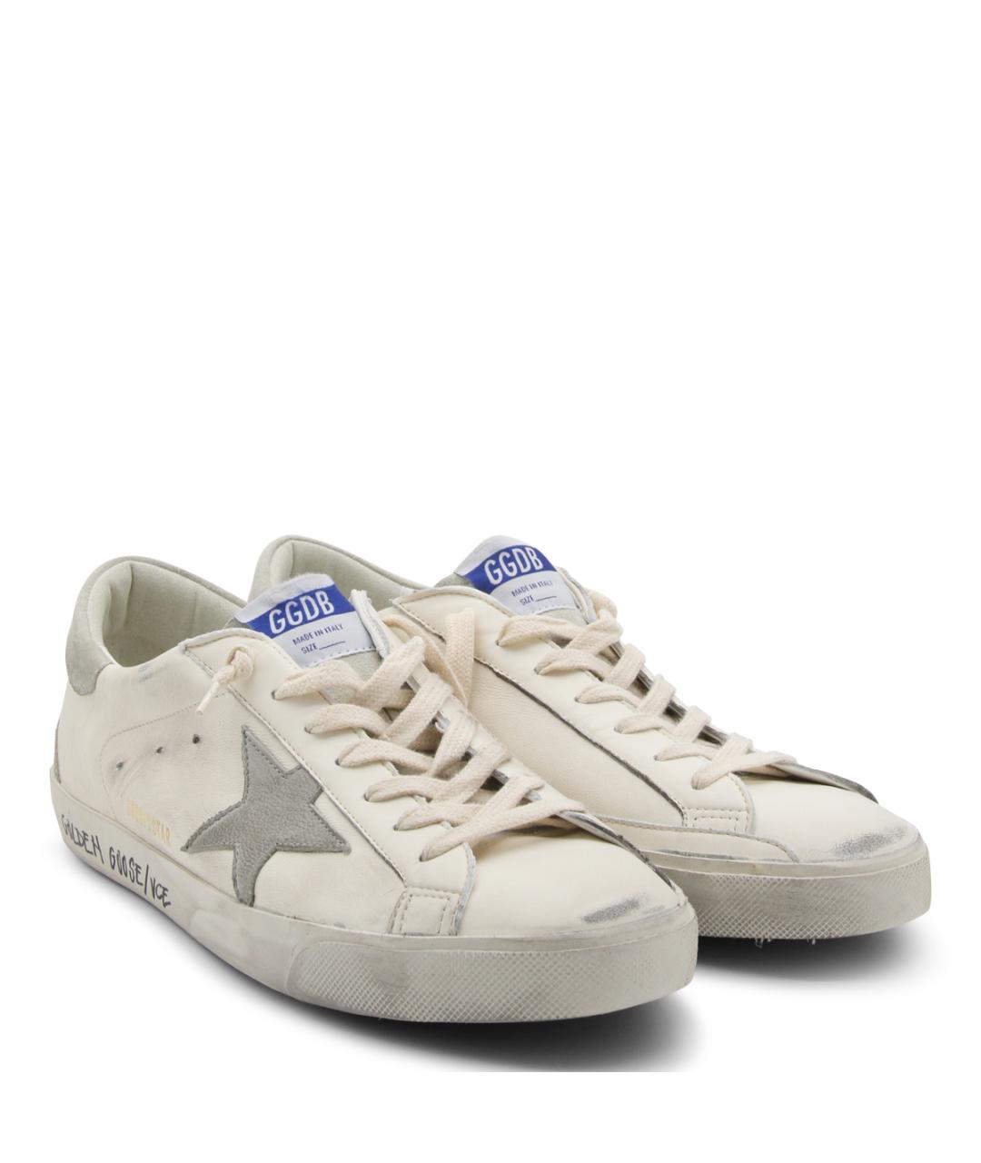 GOLDEN GOOSE Белые кожаные низкие кроссовки / кеды, фото 2