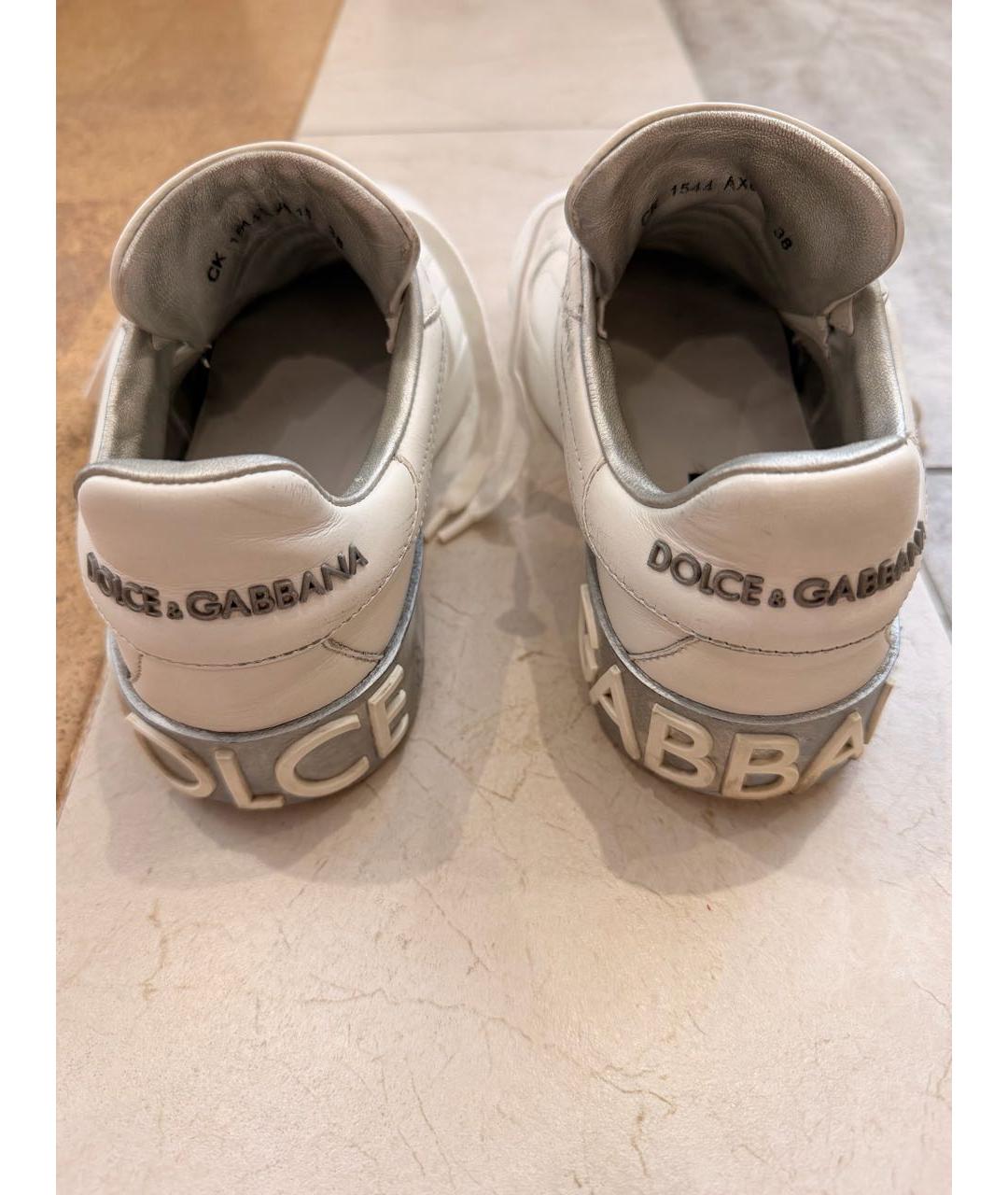 DOLCE&GABBANA Белые кожаные кеды, фото 3