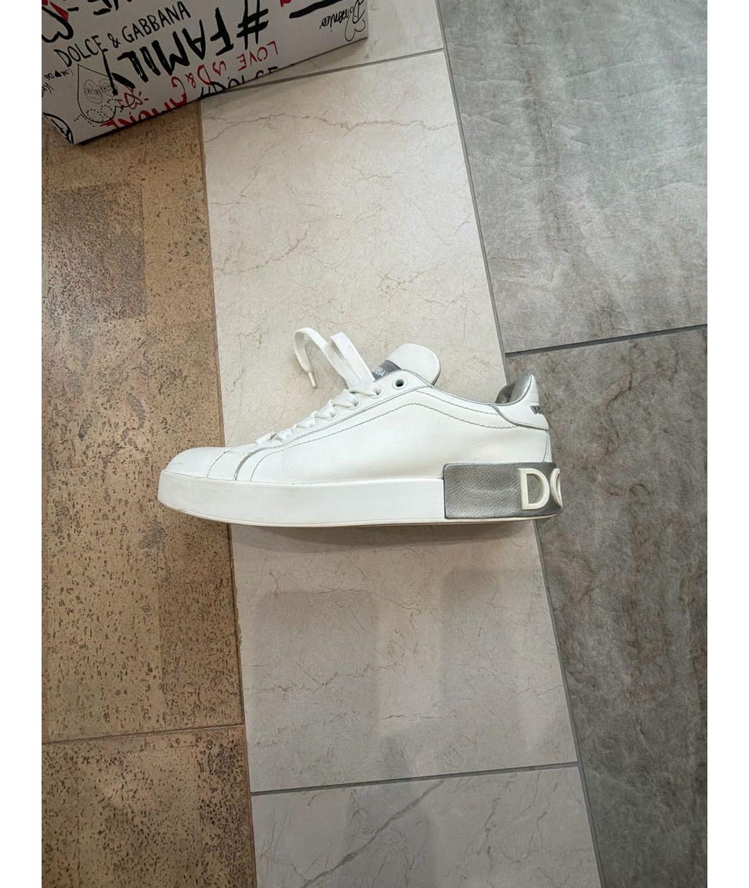 DOLCE&GABBANA Белые кожаные кеды, фото 8