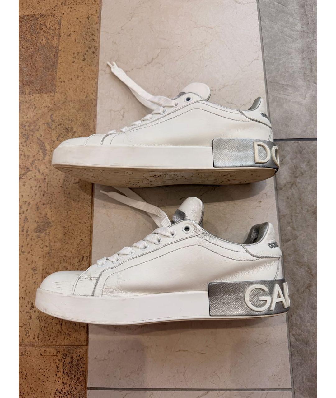 DOLCE&GABBANA Белые кожаные кеды, фото 5