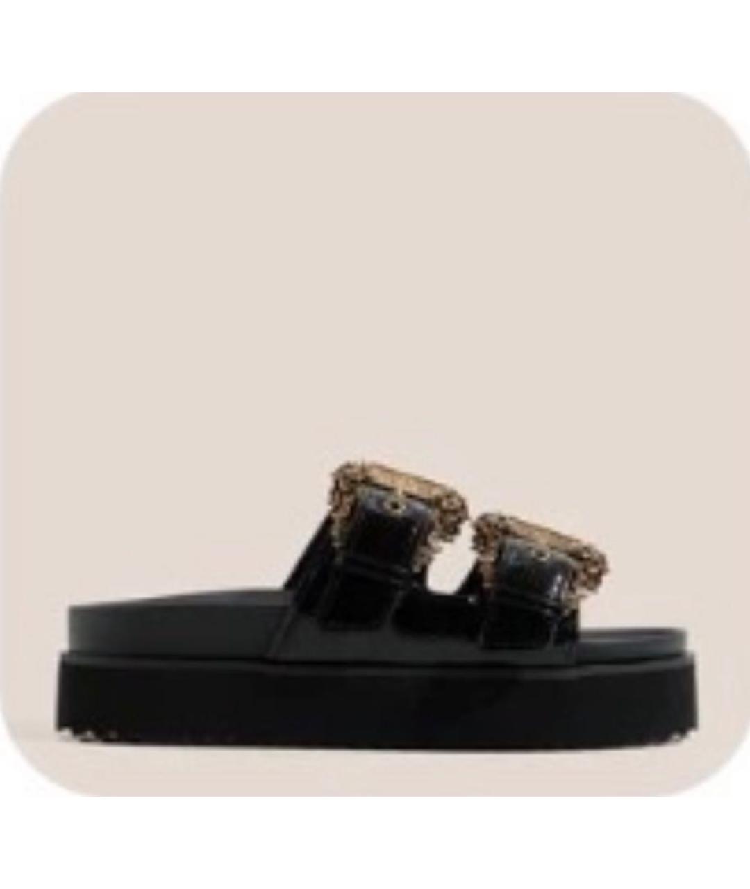 VERSACE JEANS COUTURE Черные сабо из лакированной кожи, фото 7