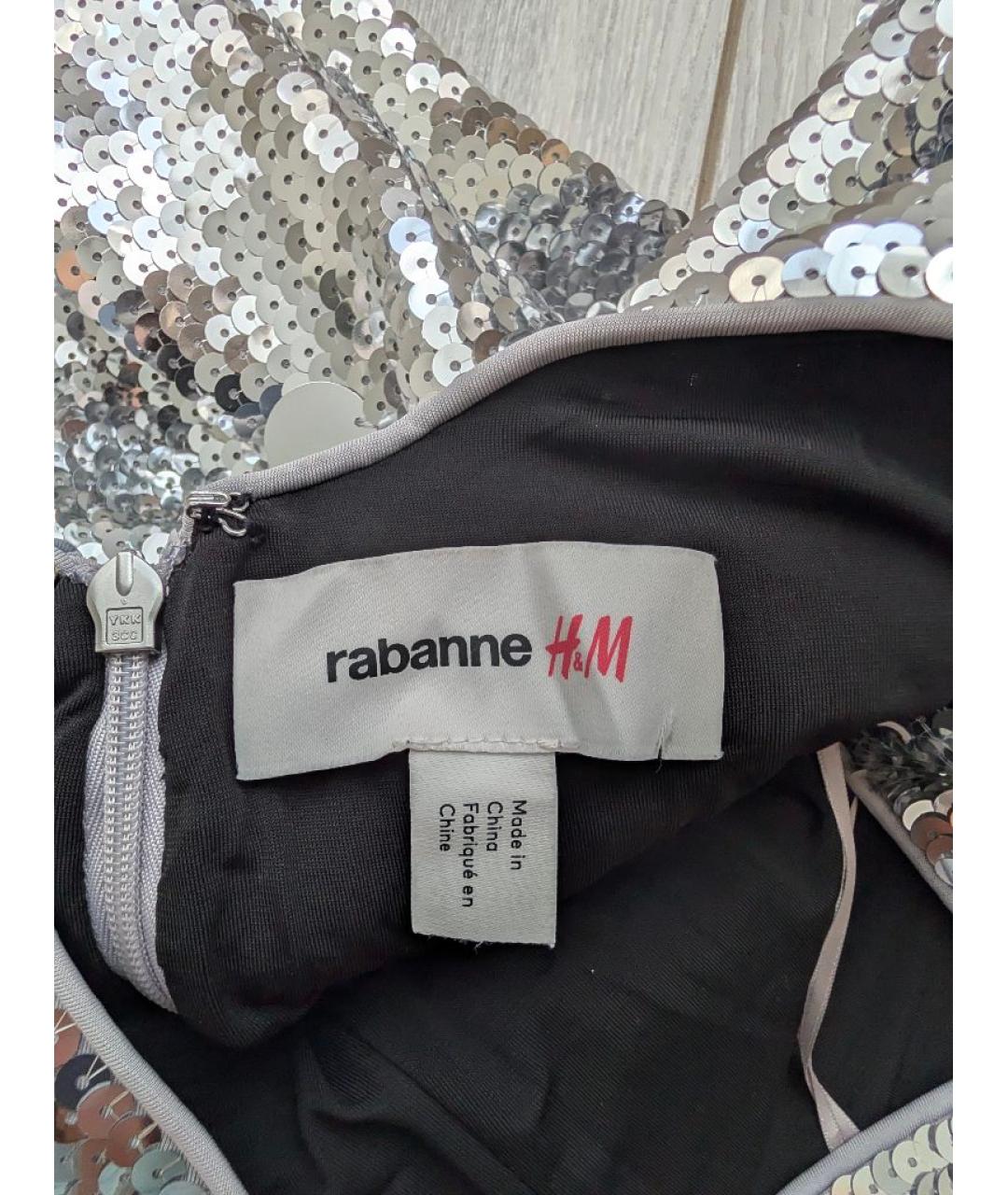 PACO RABANNE Серебряное полиэстеровое вечернее платье, фото 6