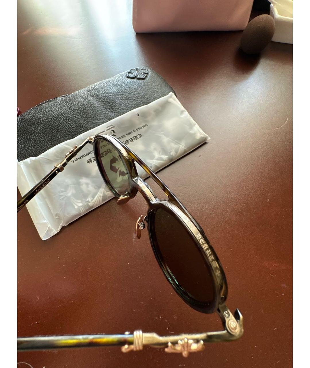 CHROME HEARTS Коричневые пластиковые солнцезащитные очки, фото 6