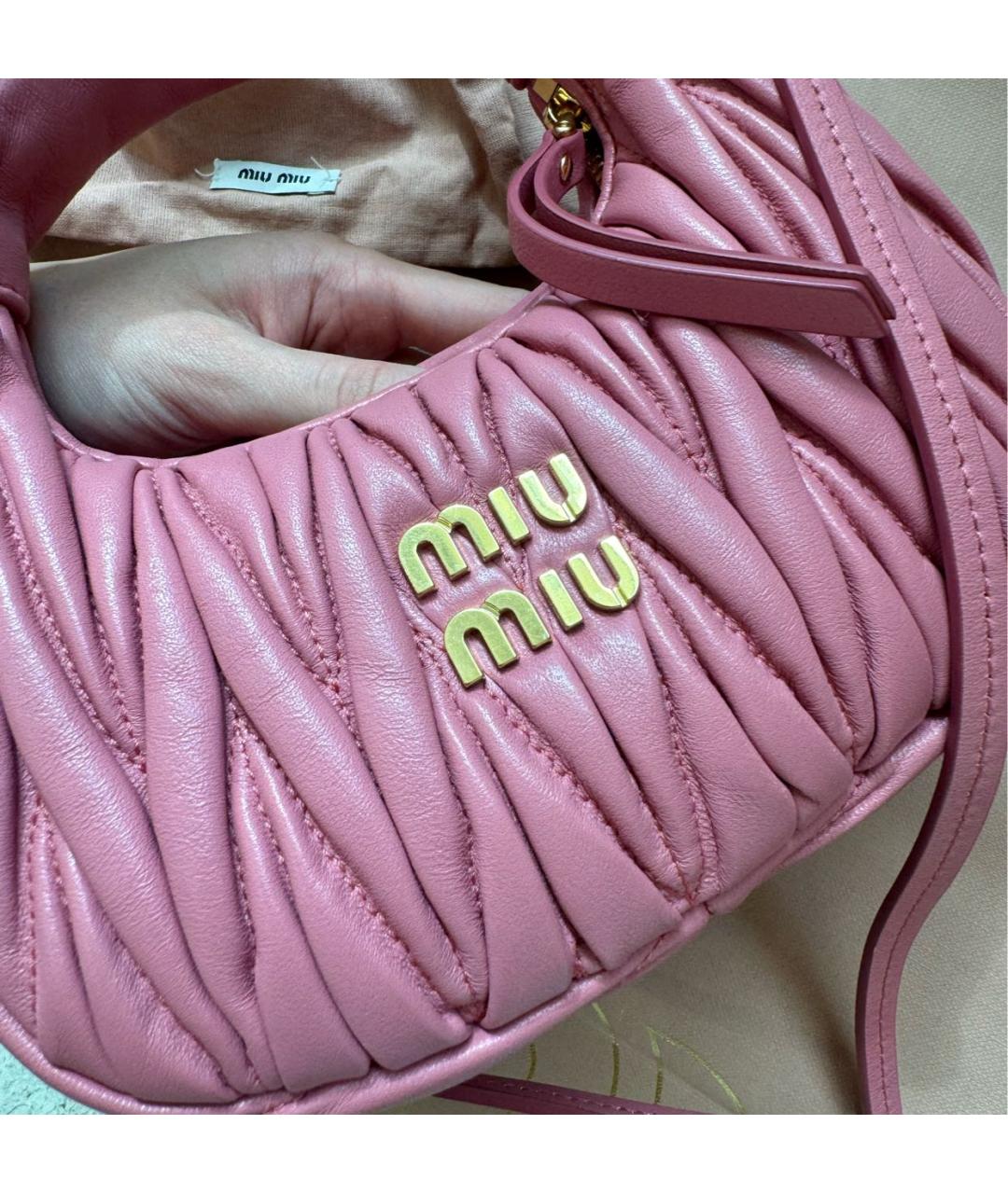 MIU MIU Розовая кожаная сумка через плечо, фото 5