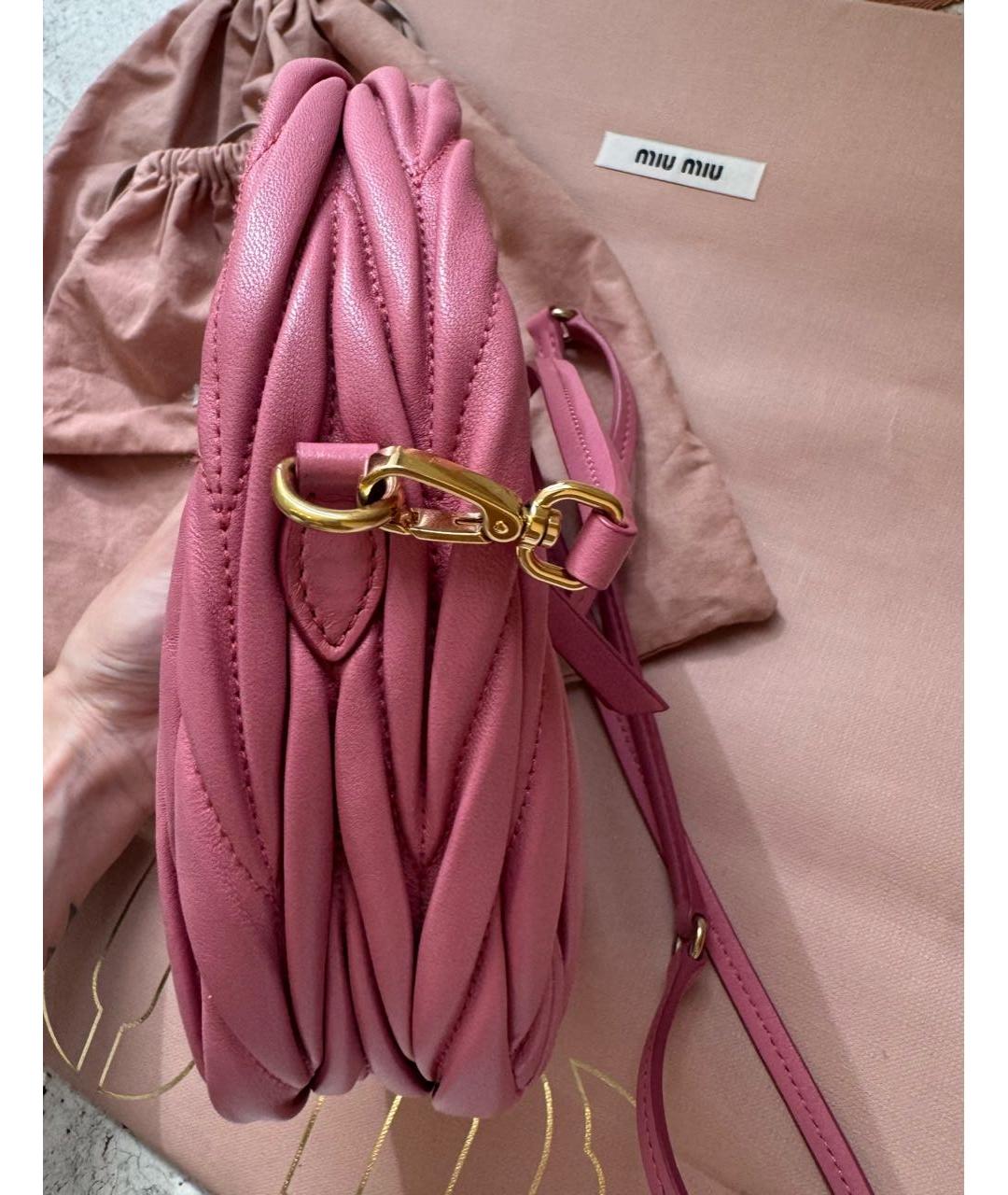 MIU MIU Розовая кожаная сумка через плечо, фото 4