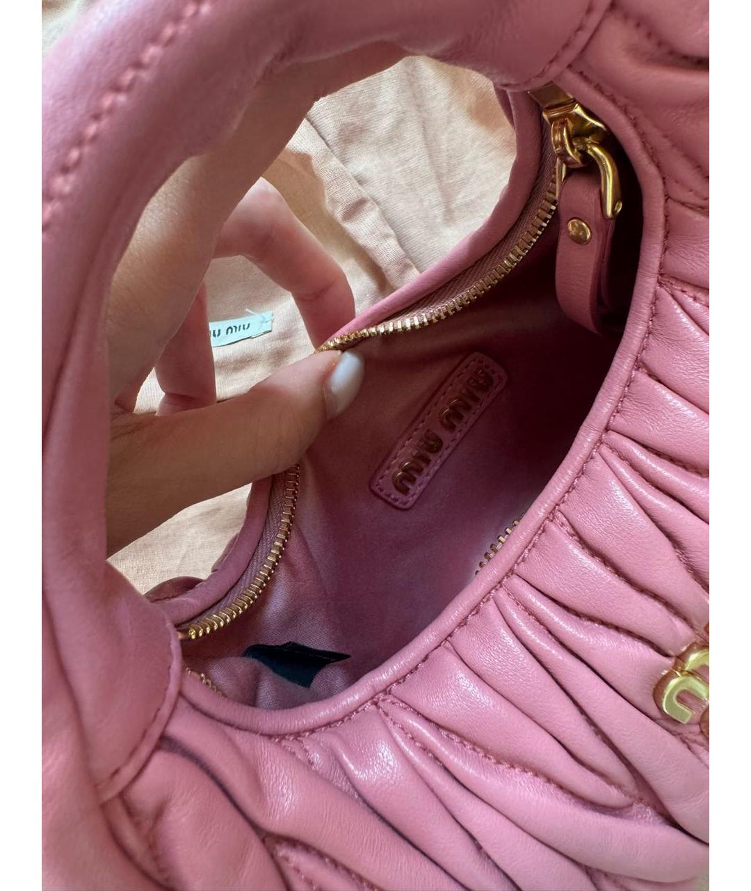MIU MIU Розовая кожаная сумка через плечо, фото 3