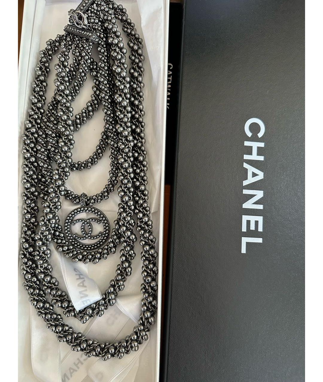 CHANEL Темно-синее жемчужное колье, фото 4