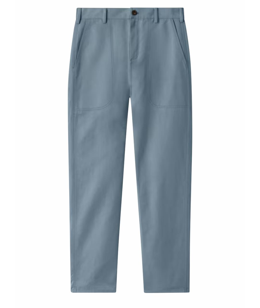 LORO PIANA Голубые хлопковые повседневные брюки, фото 1