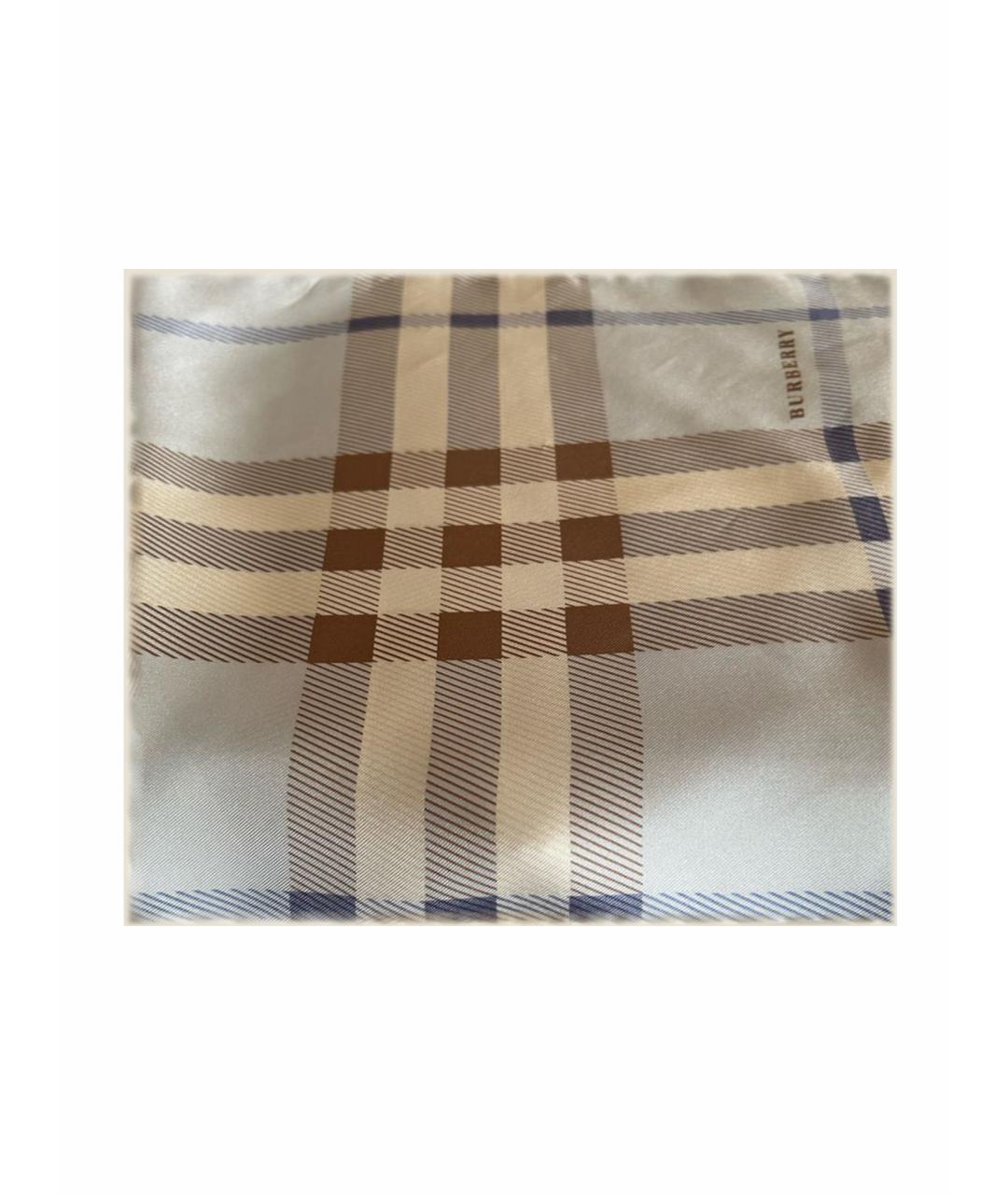 BURBERRY Бежевый шелковый платок, фото 1