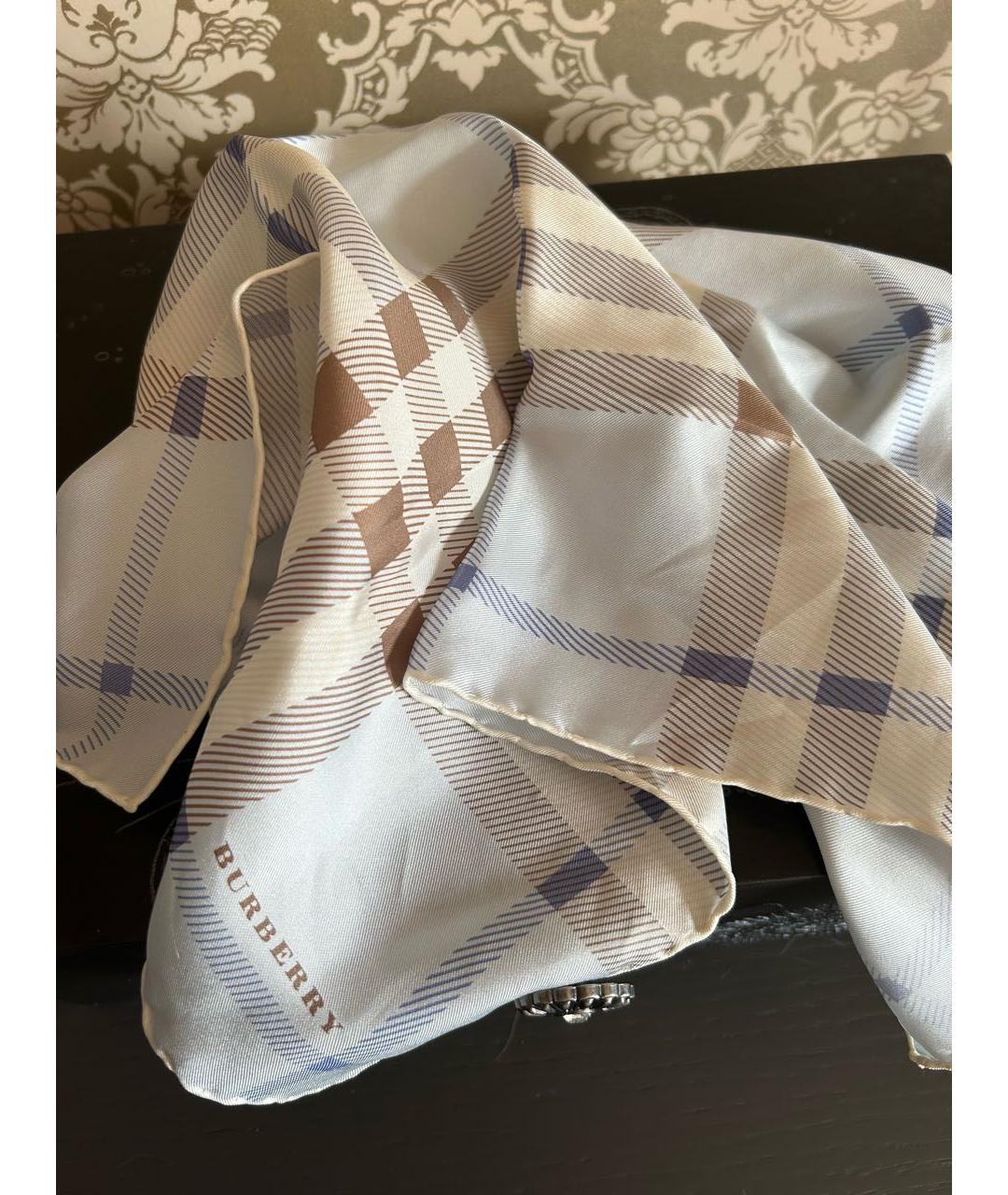 BURBERRY Бежевый шелковый платок, фото 3