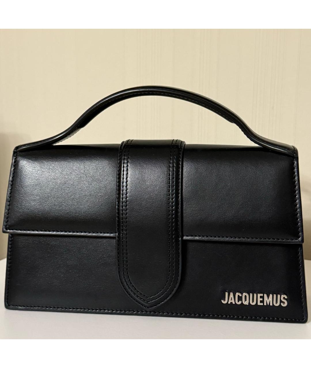 JACQUEMUS Черная кожаная сумка через плечо, фото 2