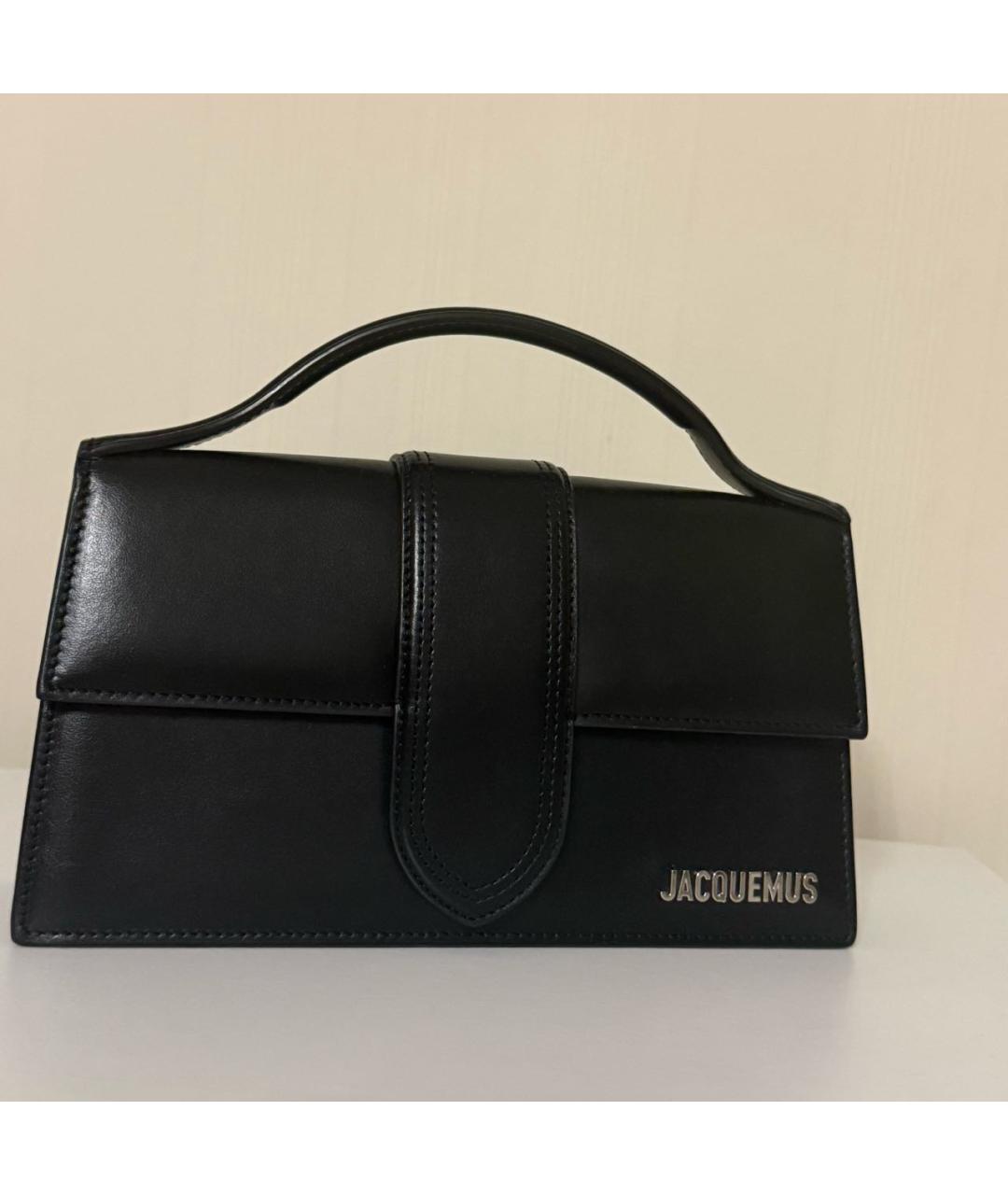 JACQUEMUS Черная кожаная сумка через плечо, фото 4