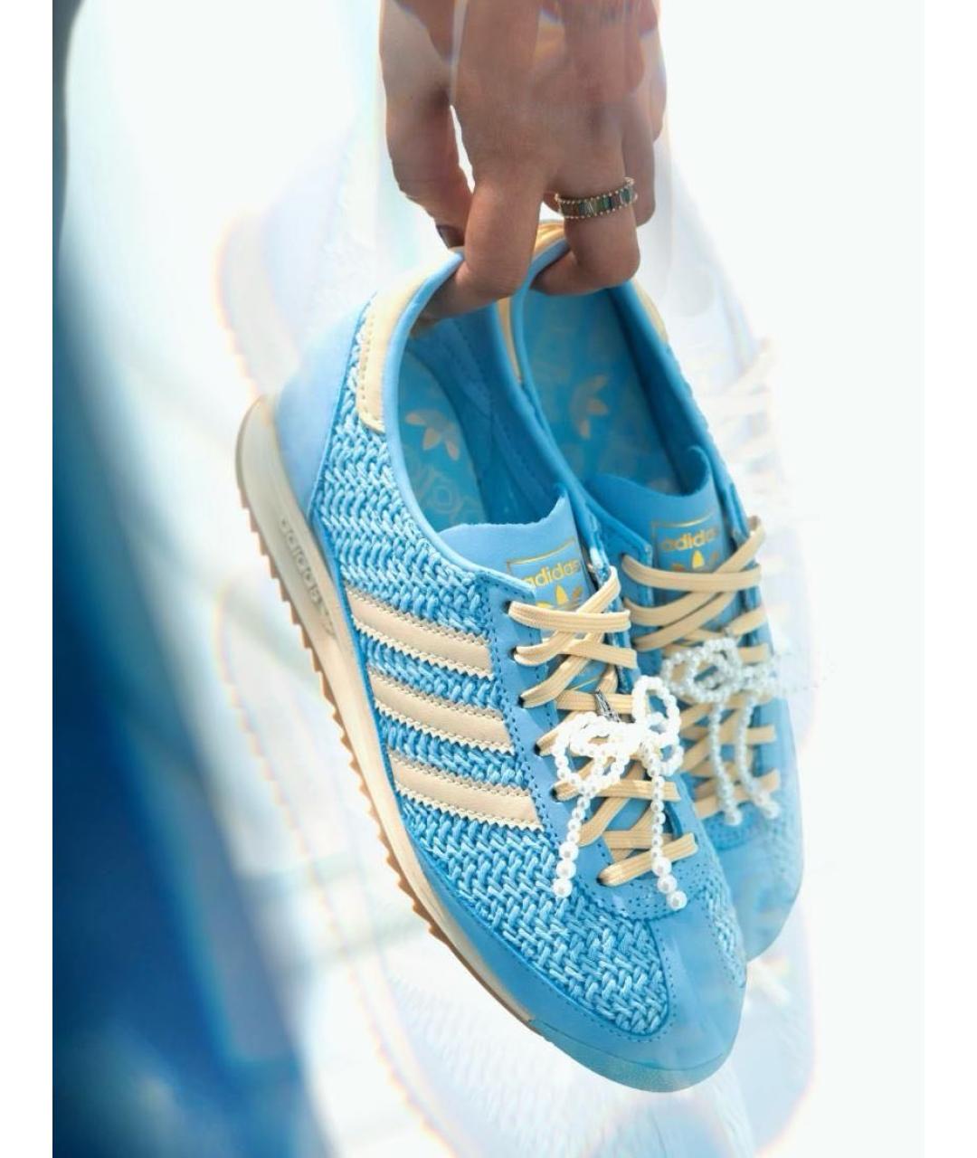 ADIDAS Голубые кожаные кроссовки, фото 5