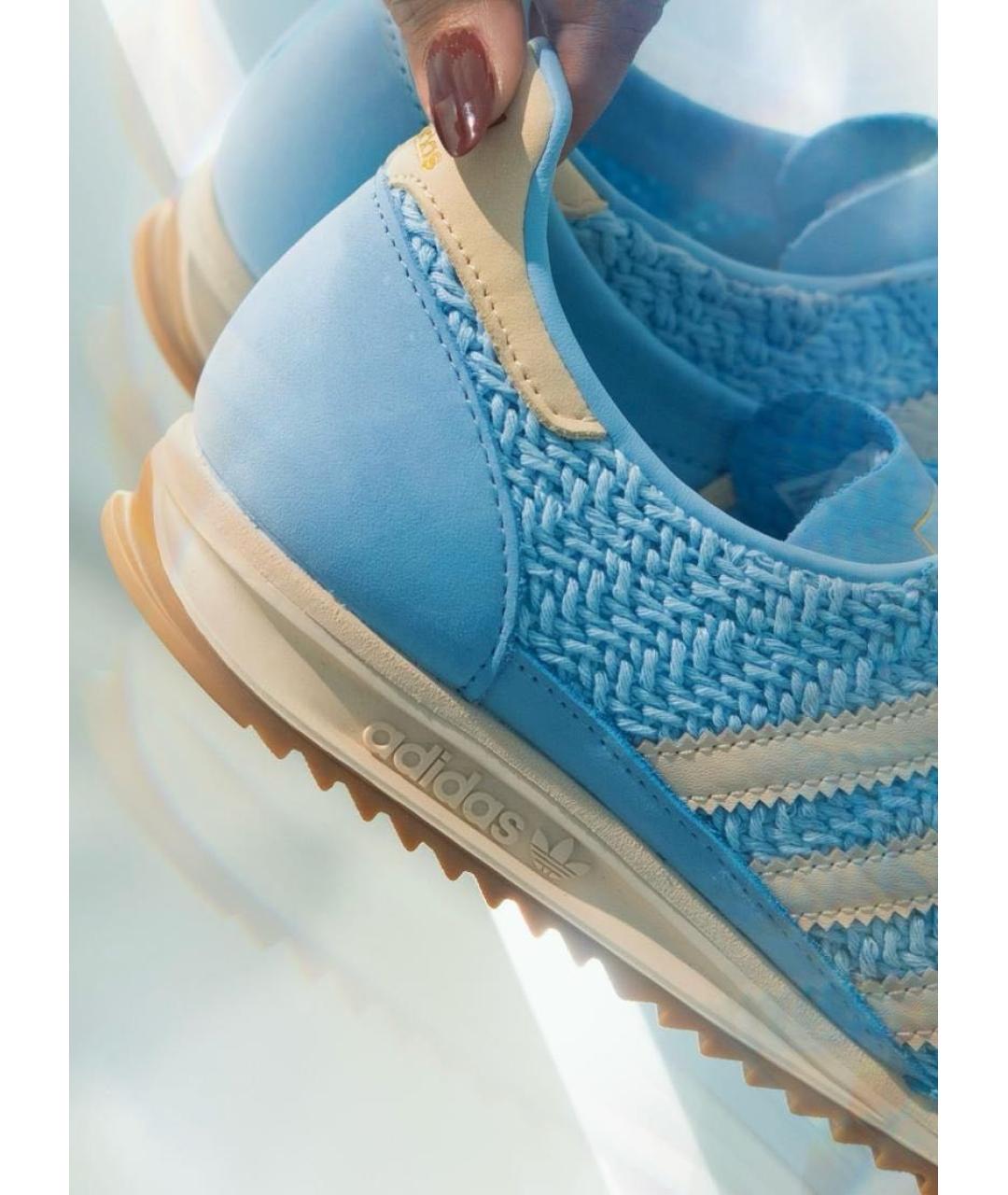ADIDAS Голубые кожаные кроссовки, фото 2