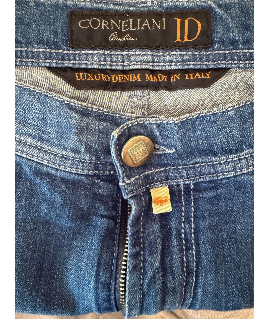 CORNELIANI Синие хлопковые прямые джинсы, фото 3