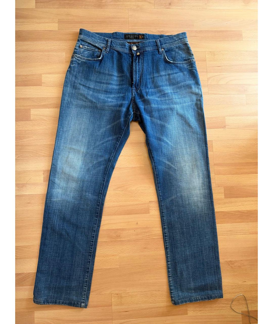 CORNELIANI Синие хлопковые прямые джинсы, фото 6