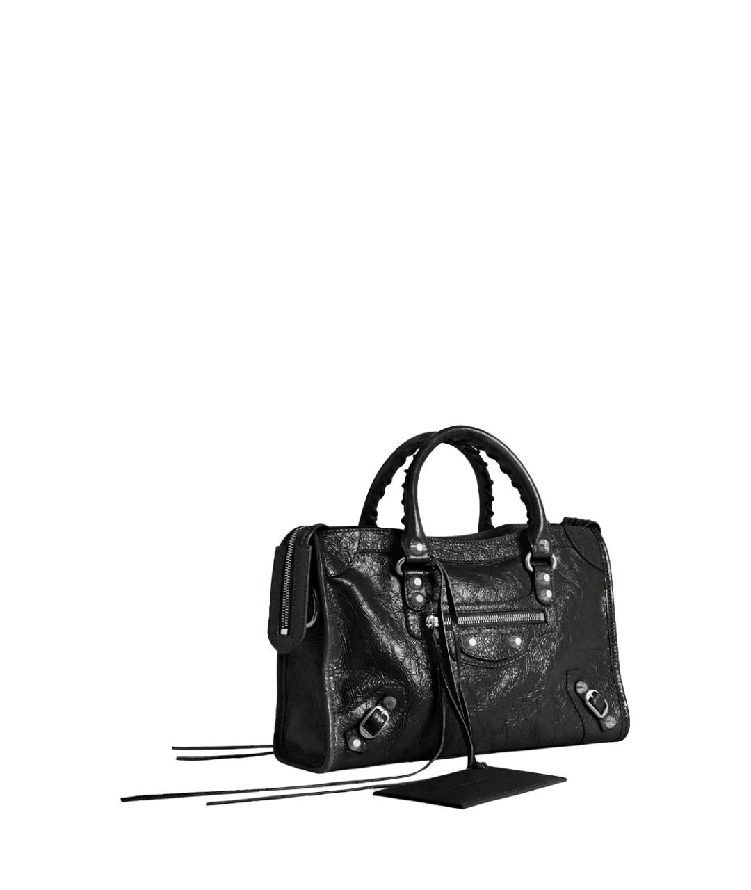 BALENCIAGA Черная кожаная сумка тоут, фото 2