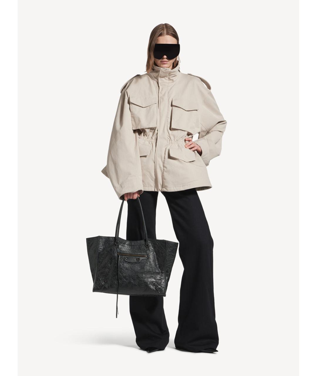 BALENCIAGA Черная кожаная сумка тоут, фото 8